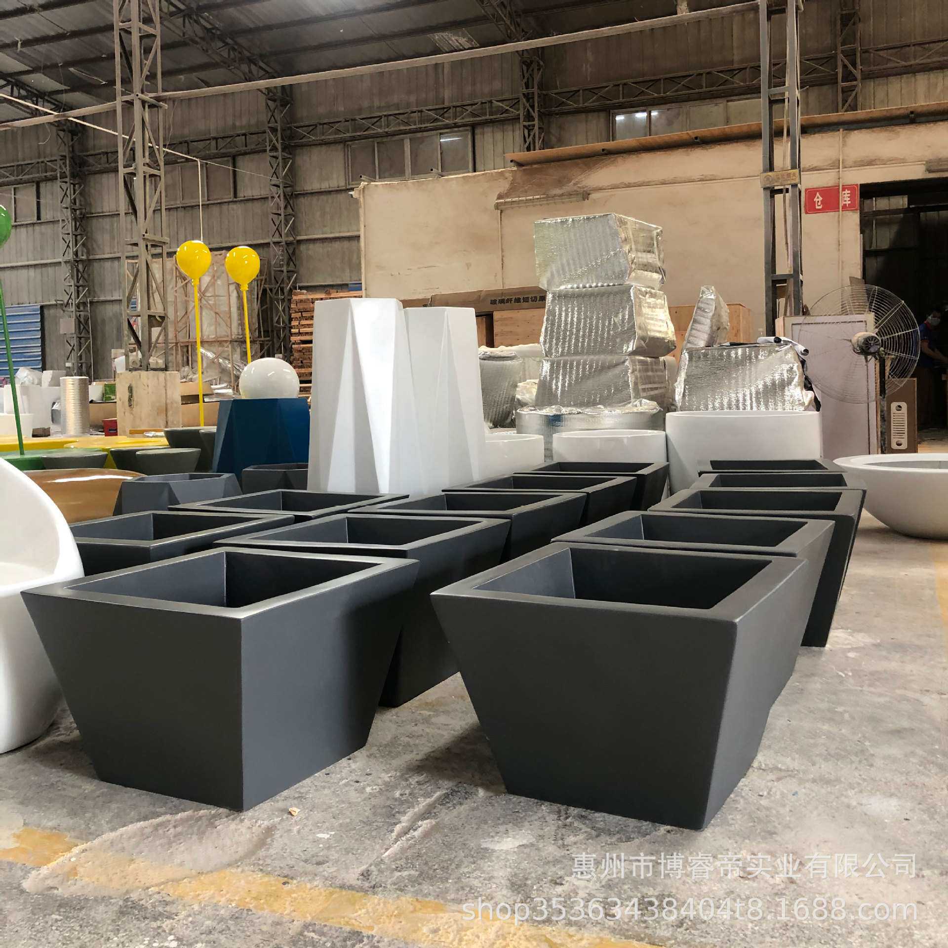 造型玻璃钢花盆商场美陈户外落地方形花箱组合花钵北欧创意大花器