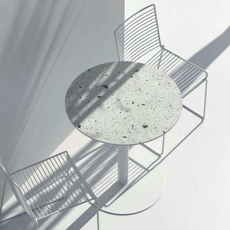 设计款饭桌岩板大理石金属工艺圆桌家用水磨石餐桌水泥家具圆形