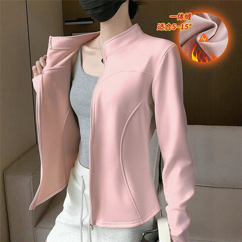 瑜伽外套加绒加厚女2025新款秋冬季时尚瑜伽服修身显瘦保暖上衣潮