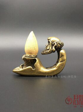 黄铜达摩倒流香小摆件 全铜小达摩倒流香香架迷你熏香创意铜件