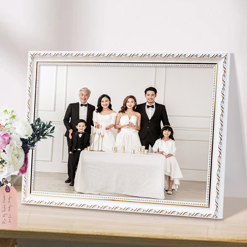 洗照片做成欧式全家福相框定制12 16 24 30寸照U片打印加放大挂墙