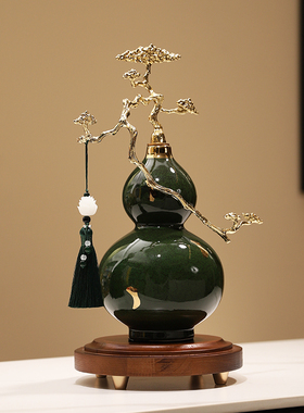 新中式客厅玄关富贵青松葫芦摆件家居工艺品电Q视柜装饰品乔迁礼