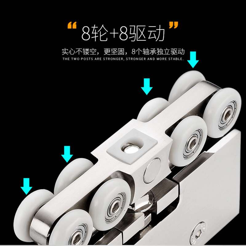 玻璃移门吊轮厨房卫生间无框玻璃推拉门滑轮吊轨滑轮吊门轨道滑轮