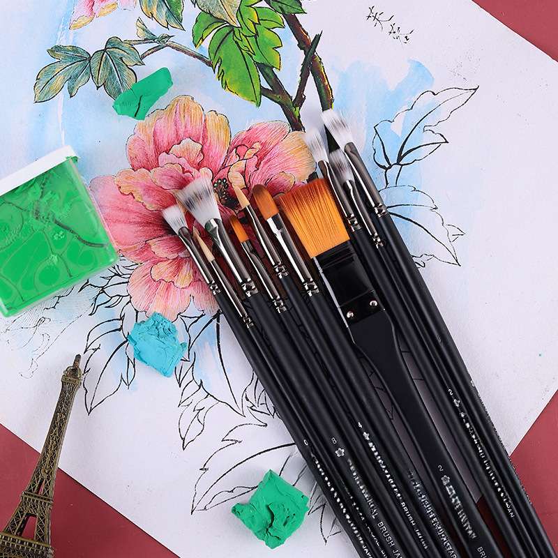 扇形笔尼龙水粉笔套装丙烯油画笔水彩画笔美术联考画笔