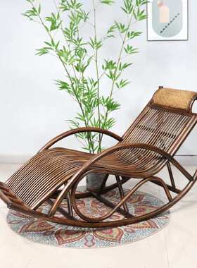 藤椅摇椅躺椅阳台家用休闲大人真藤摇摇椅午休藤编老人懒人逍遥椅