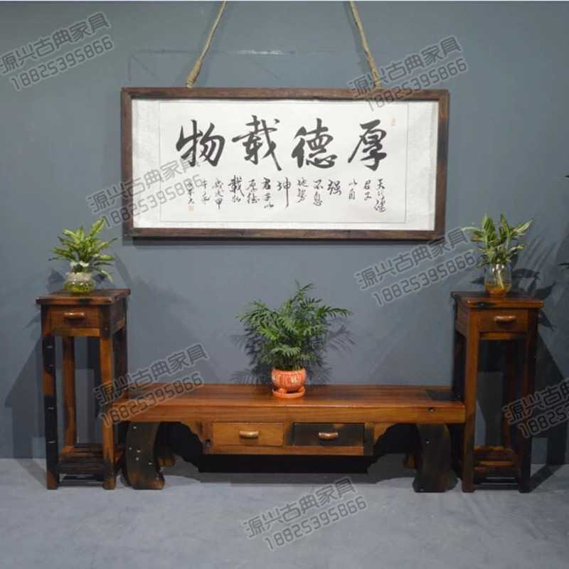 实木电视柜 组合可订做老船木客厅复古多功能柜 老船木柜