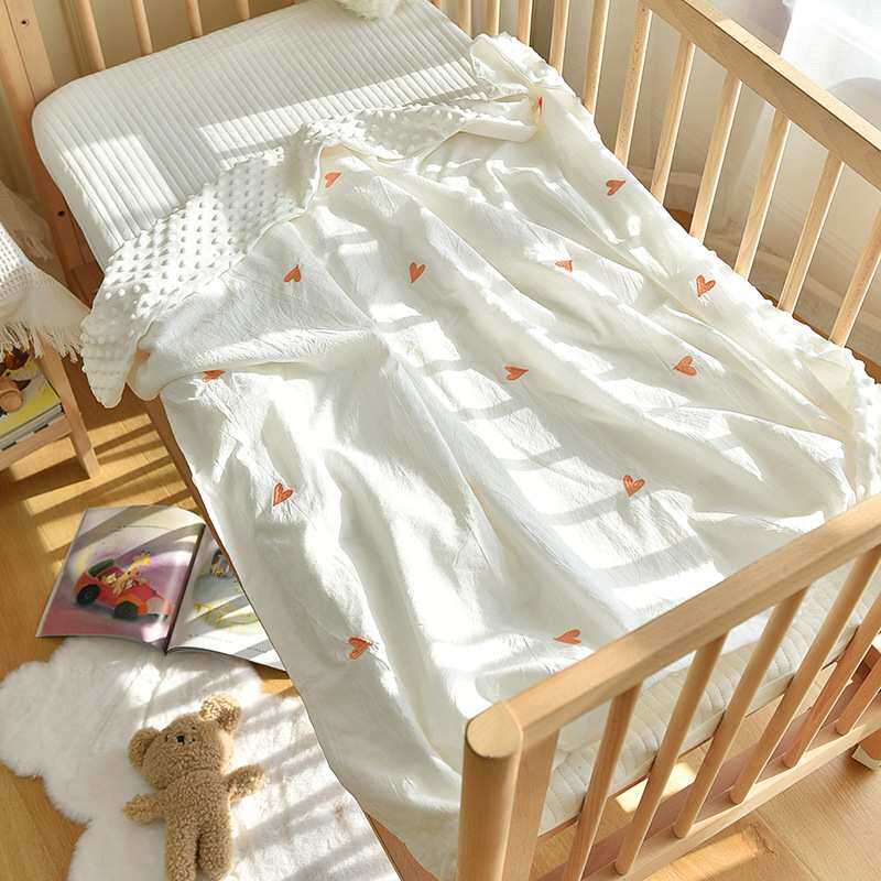 婴儿刺绣被套纯棉新生儿安抚豆豆毯幼儿园换洗被罩四季通用儿童床