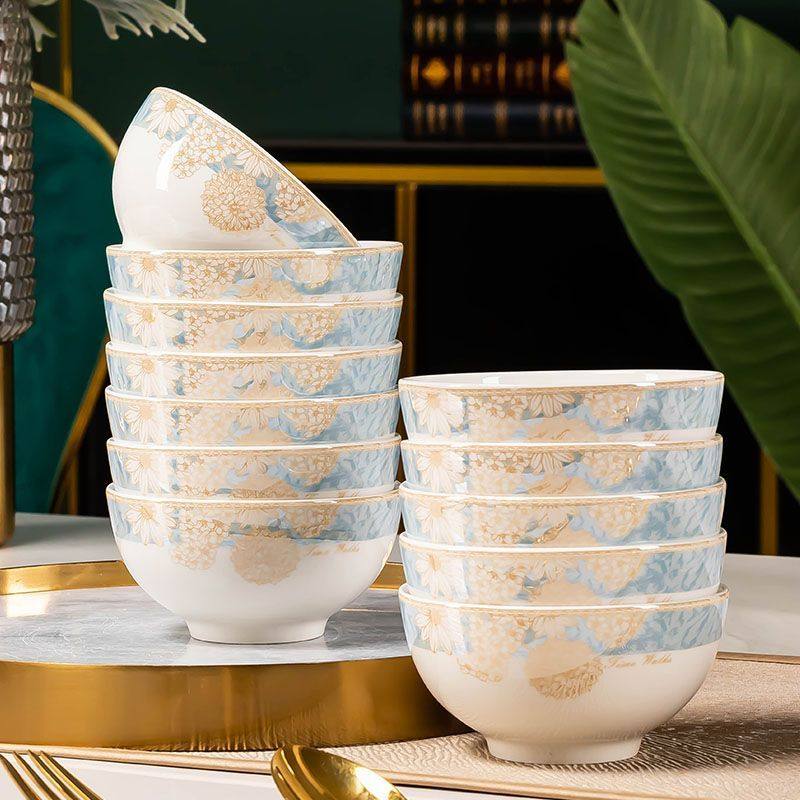 10个装景德镇4.5英寸米饭碗陶瓷碗家用骨瓷餐具套装喝汤碗金钟,餐饮具,盘,淘宝优惠券,粉丝福利购,淘宝优惠卷