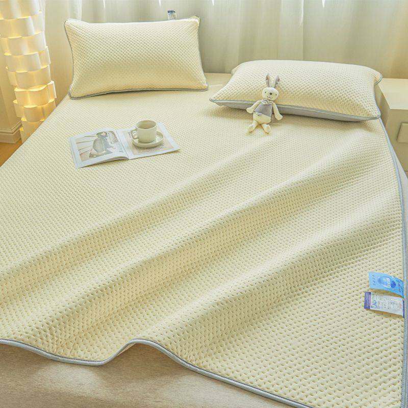 可水洗冰丝凉席夏季可折叠家用纯色学生宿舍凉感丝空调软席三件套