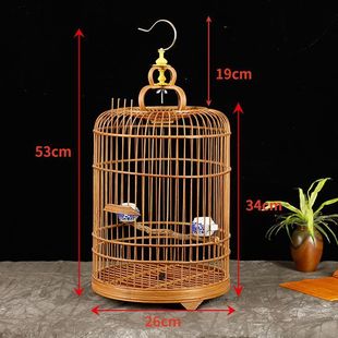 新品紫竹圆笼玉鸟笼麻料笼黄雀芙蓉珍珠金丝雀金青