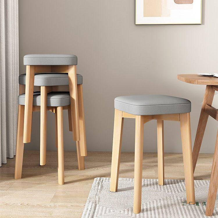 北欧小板凳家用科技布椅子客厅可叠放收纳简易实木梳妆凳方凳子,住宅家具,矮凳,淘宝优惠券,粉丝福利购,淘宝优惠卷