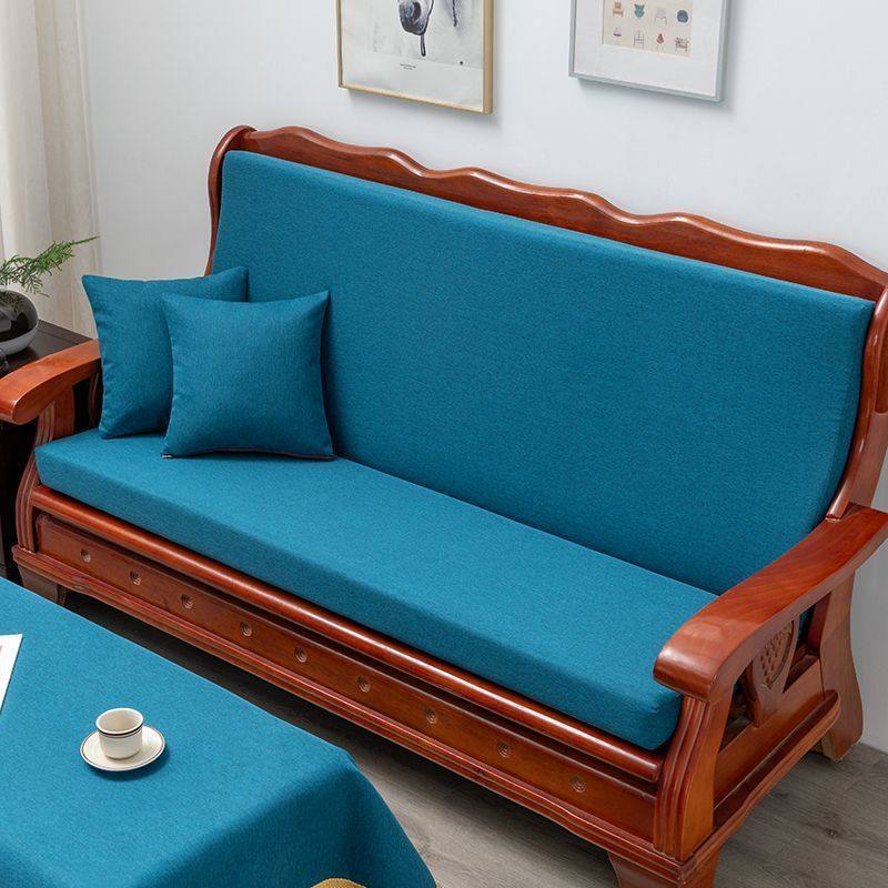 中式连体带靠背防水防滑实木沙发垫加厚红木椅垫纯色可拆海绵坐垫