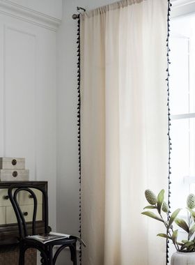 窗帘纯色半遮光厨房帘白色简约隔断帘飘窗透光窗帘成E18