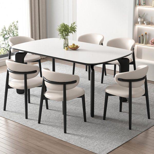 现代简约奶油风岩板餐桌椅网红实木大象腿餐椅桌家用长方形餐桌,住宅家具,岩板餐桌,淘宝优惠券,粉丝福利购,淘宝优惠卷