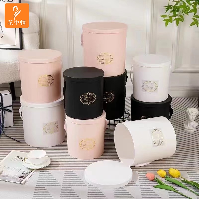 花中情防水套三抱抱桶鲜花花艺三件套花桶圆形手提V插花礼盒包装