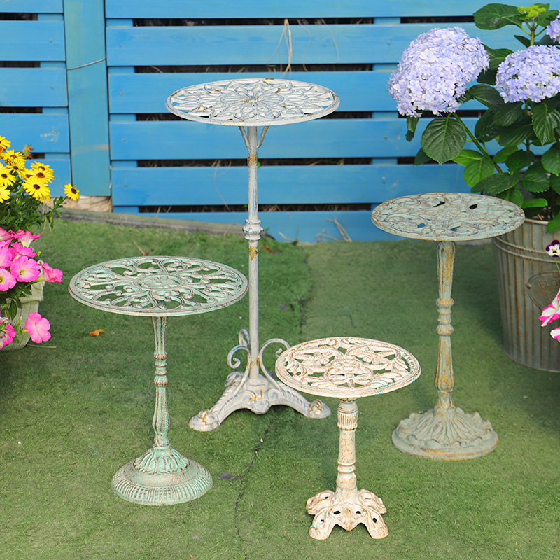铁艺欧式做旧高脚花凳 户外花园A阳台花盆抬高架 落地式铸铁置物