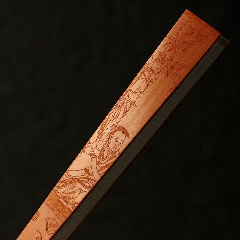 名家袁江b纯手工阴刻仕女图三合青扇骨竹雕文人扇子浙工王伟制扇