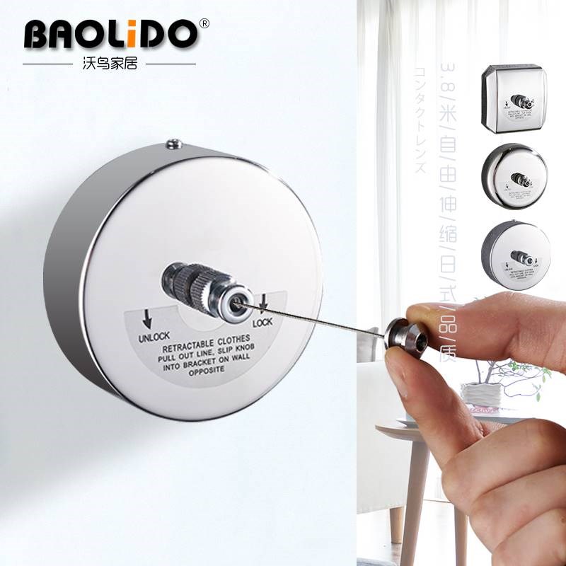 晾衣架酒店隐形晾衣绳免打孔钢z丝绳室内晒衣绳不锈钢伸缩挂衣绳