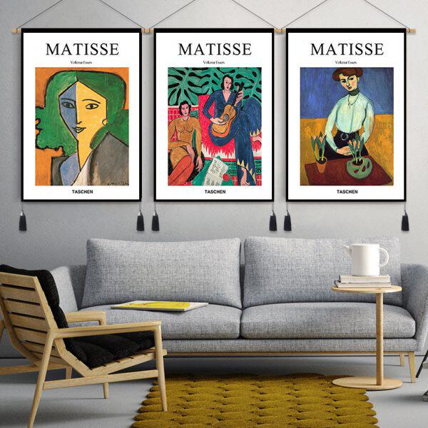 挂画客厅简约装饰画沙发背景墙北欧油画挂毯成品布艺欧式墙面