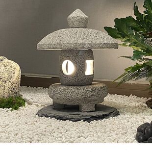 灯塔电仿古石太阳能中式摆件石头灯灯笼青日式石雕灯石户外庭院石