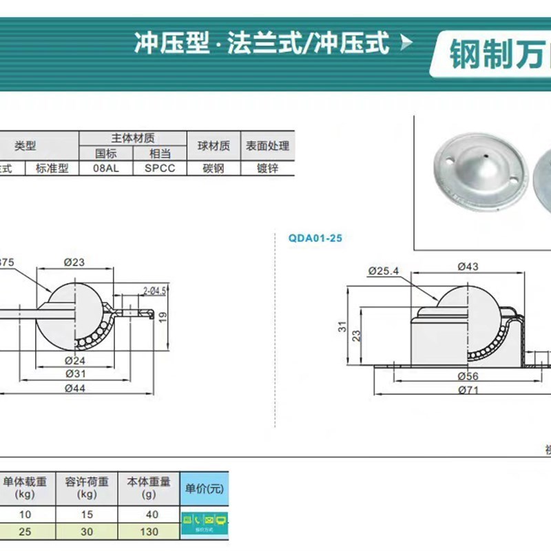 替代怡合达cQDA02钢制25oB牛眼万向球QDzB01-06-8/15/16/25/25A/2