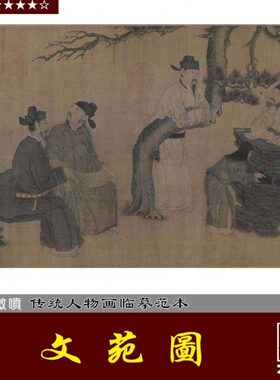 图国画士 微喷复制 临摹画布绢 人物稿底稿仿古周文矩 文苑高