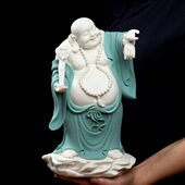 乔迁摆设佛中式 饰陶瓷博古架福礼品书房在弥勒笑前摆件客厅 眼装