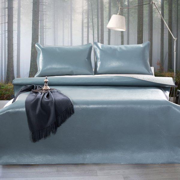 原牧新款头层水牛皮凉席彩色真皮牛皮席三件套夏季凉席纯色软席子