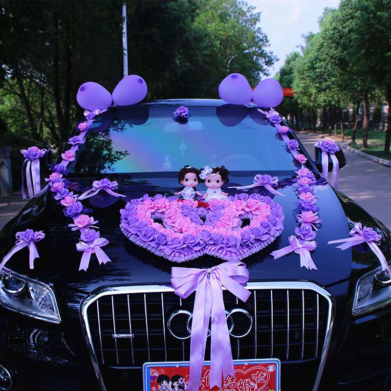 结婚高级仿真车花婚车装饰套装副车队拉花创意车头花喜庆吸盘