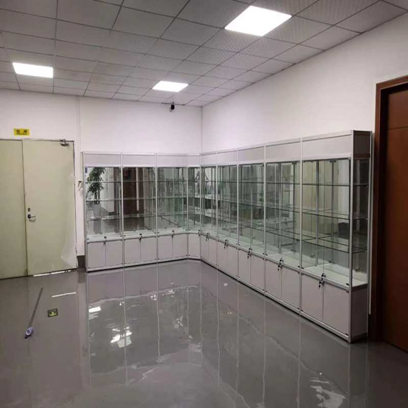 新款银加灰铝合金玻璃产品展示柜公司展厅形象柜电子数码产品展柜
