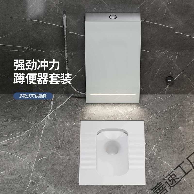 落地水箱大便器智能落地冲水箱带感应灯光脚感冲水卫生间蹲坑陶瓷