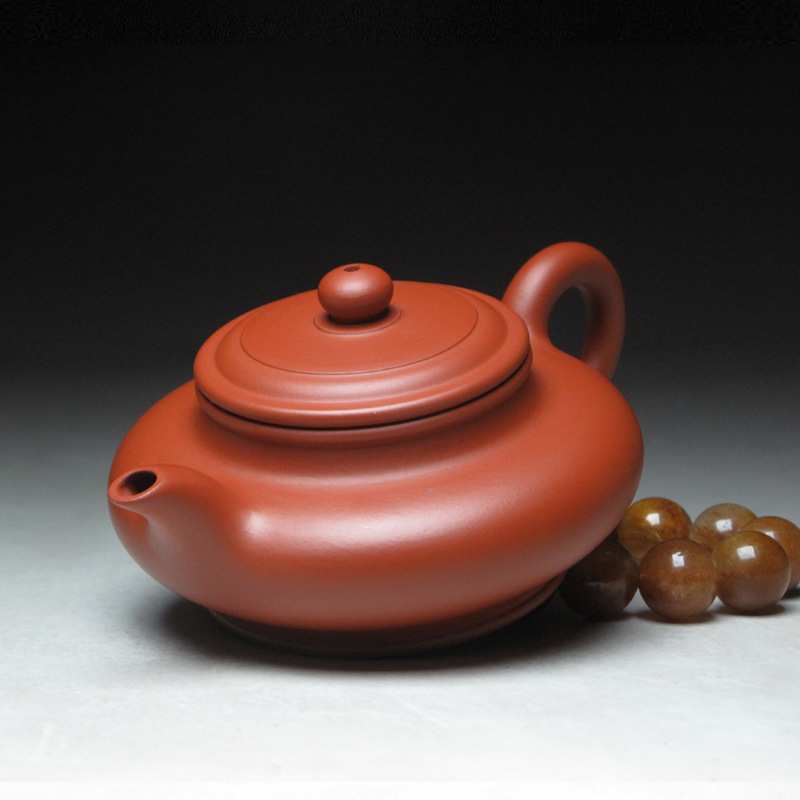宜兴迷你紫砂壶纯手工原矿朱泥虚扁壶家用茶具小茶壶一人用 130cc
