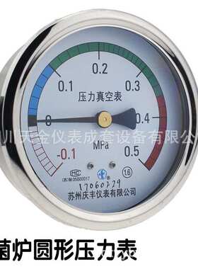 庆丰炉圆形Y-100ZT嵌入式表盘表面轴向压力表0-0.6MPA不锈钢