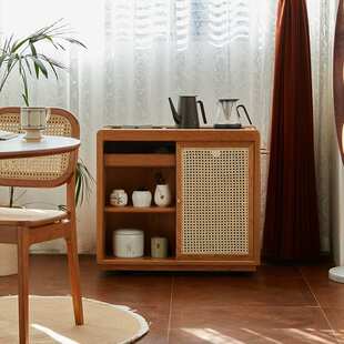 北欧实木移动茶水柜樱桃木茶台边柜客厅小型家用烧水壶一体边几