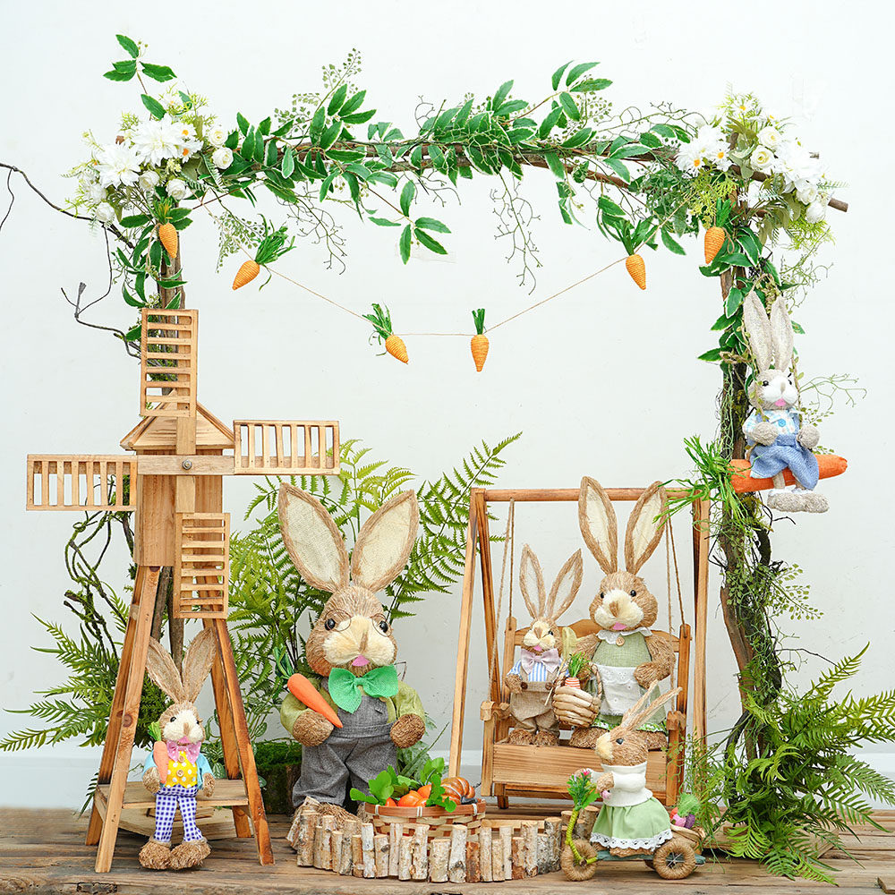 风车秋千木幼儿园环创春天自然角微景观户外庭院落地X摆设走廊吊