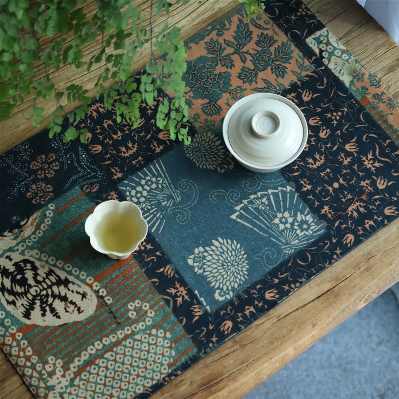 中式茶垫拼布印花茶席布艺u小茶布禅意茶杯垫复古茶席垫子茶桌垫
