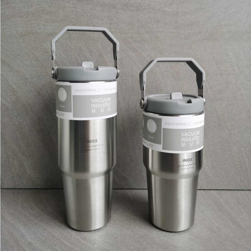 出口德国 316不锈钢车载杯 手提D冰霸杯 大容量吸管杯啤酒杯随手