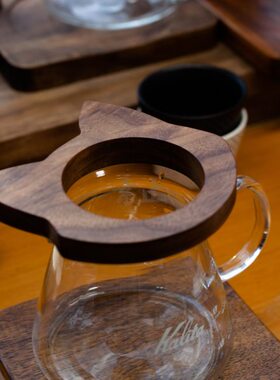 通用胡桃木素杯托支架止 杯胡桃木滤杯托滤滤杯过滤手冲咖啡户外