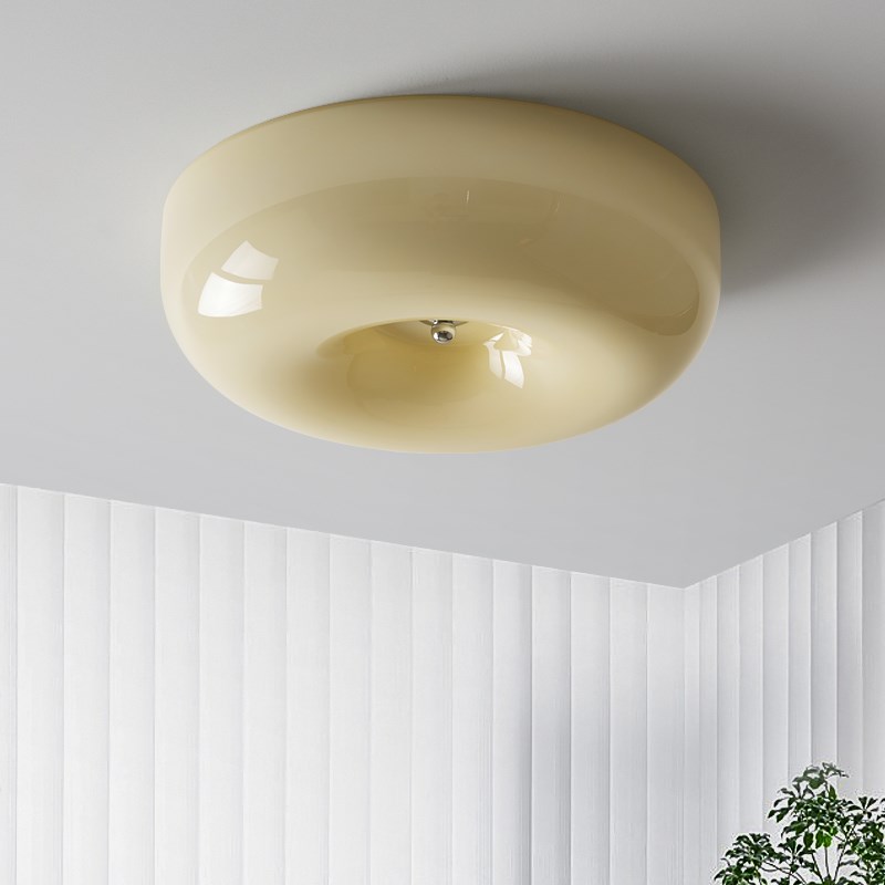 全光谱布丁卧室吸顶灯奶油风法式复古阳台K过道玄关书房中古玻璃