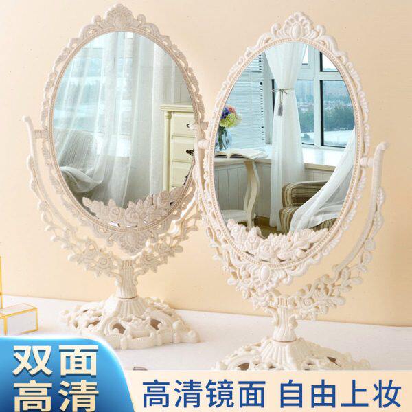 镜子复古旋转镜欧式台式镜可家用化妆镜卧室桌公主面学生宿舍双面