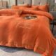 牛奶双面床上被套加厚保暖冬季 马床单绒轻奢简约橙爱珊瑚绒四件套