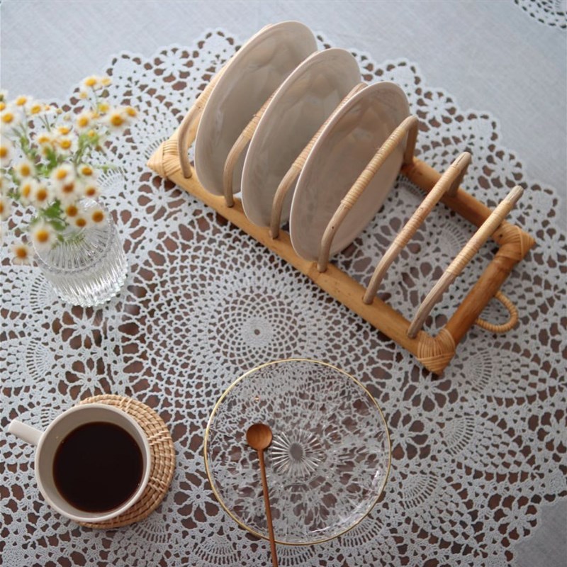 久伴always北欧日式t藤编置碗架书架隔板收纳架厨房餐厅家用沥水