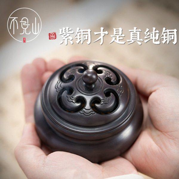 纯紫铜盘香炉家用室内办公茶桌大号檀香苏工香薰炉三足纯铜宣德炉,家居饰品,香薰炉,淘宝优惠券,粉丝福利购,淘宝优惠卷