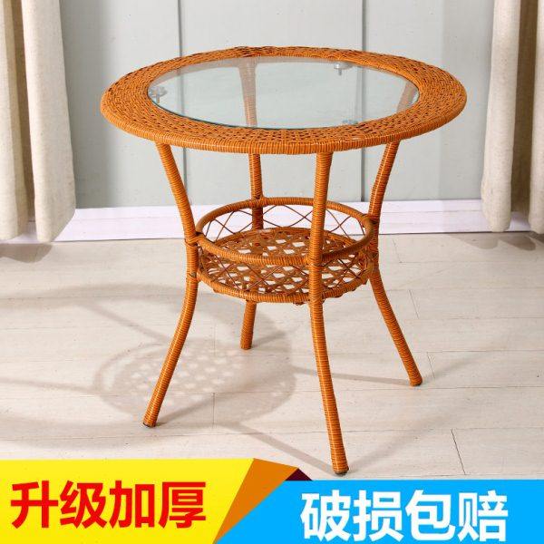 阳台小茶几藤编圆桌现代简约圆桌子客厅卧室迷你创意钢化玻璃圆桌,住宅家具,茶几,淘宝优惠券,粉丝福利购,淘宝优惠卷