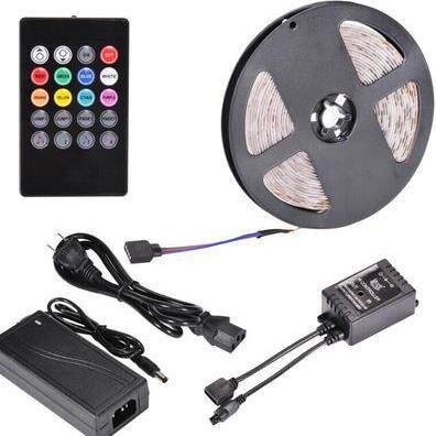 滴胶防水5米 SMD2835 300LED RGB 12V 3A电源 20键音乐控制器灯条
