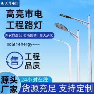 户外市电路灯5米单双臂路灯杆投光灯高亮led市政桥梁道路照明厂家