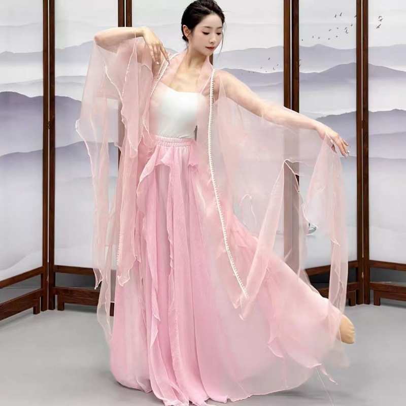 古典舞蹈服女飘逸花瓣袖开衫身韵披肩长款舞蹈练功服艺考演出服
