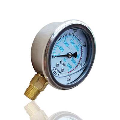 供油润YRUN不锈钢压力表径向立装304注油液压YN63 250KG 3500PSI