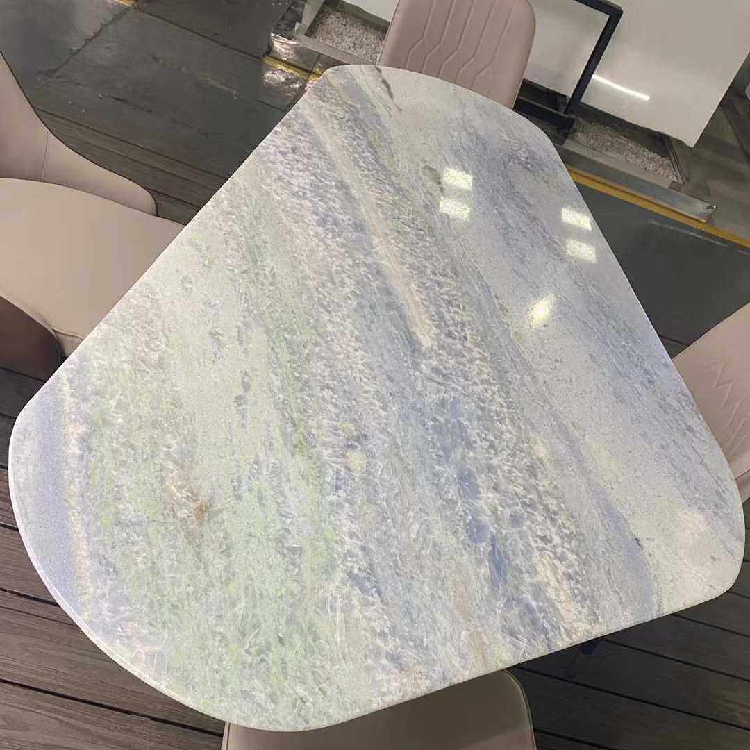 轻奢石材巴西蓝水晶餐桌极简家用长方形餐北欧风天然大理石饭桌,3C数码配件,USB灯,淘宝优惠券,粉丝福利购,淘宝优惠卷
