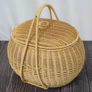 仿藤编菜篮子提篮户外野餐篮日式编织水果篮花篮外出茶具收纳篮